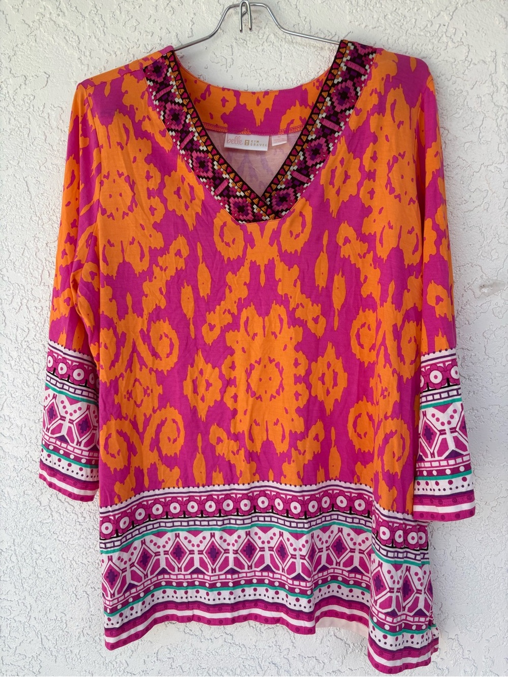 Vibrant Tropical Tunic with tapestry v-neck